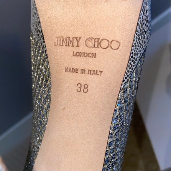 Jimmy Choo Crown Silver Glitter Platform Pumps - Picture 5 of 6